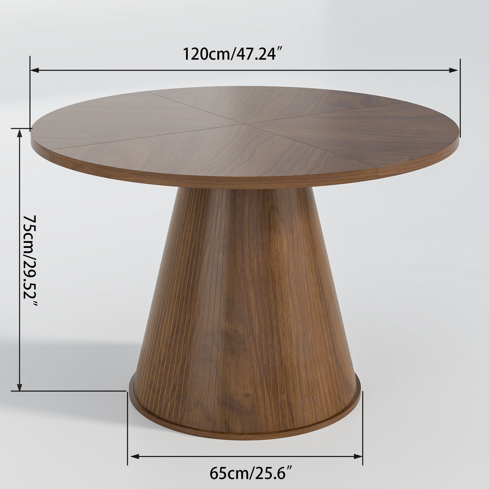 47 inch Round Dining Table for 4, Farmhouse Kitchen Table, Circle Dining Table for Kitchen, Living Room, Walnut