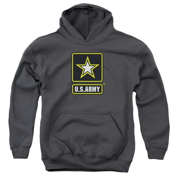 Army-Logo - Youth Pull-Over Hoodie- Charcoal - Medium