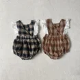 thumbnail image 2 of Ropa de primavera para bebé de 0 a 2 años, mono a cuadros Retro sin mangas para niñas pequeñas, mono falso de 2 uds, mono holgado de una pieza a la moda para niños pequeños, 2 of 6