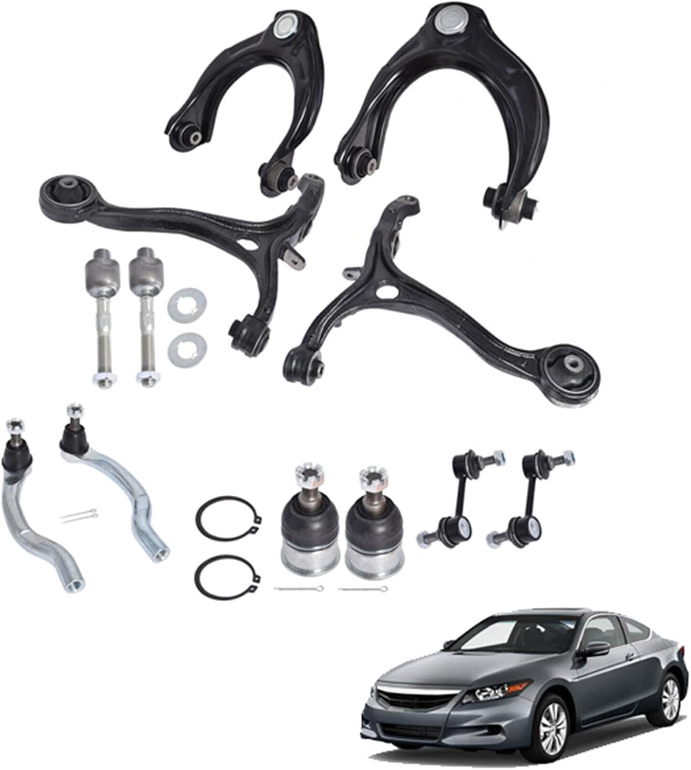 Waltyotur 12PCS Suspension Kit Front Lower Upper Control Arm Ball Joint Replacement for 2008 2009 2010 2011 2012 Accord 51520TA0A03