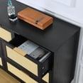 thumbnail image 5 of Vastcury Modern Wooden Dresser with 7 Rattan Drawers for Bedroom, Chest of Drawers with Spacious Storage for Living Room, Black, 5 of 10