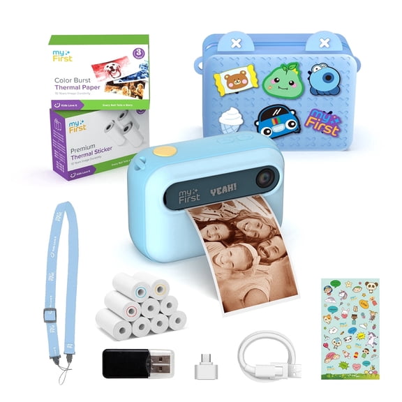 myFirst Dual Screen Kids Instant Print Camera Insta 20 Bundle Set, Blue - Includes 400 Prints & Crossbody Bag