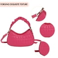 thumbnail image 2 of Bolso de hombro para mujer Bolso bandolera de PU Bolso de mensajero informal plisado (Rosa roja), 2 of 7