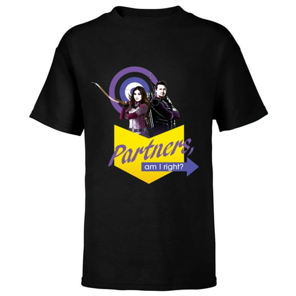 Marvel Hawkeye Kate Bishop Clint Barton Partners Am I Right - Short Sleeve T-Shirt for Kids – Customized-Black