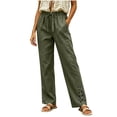 thumbnail image 3 of Oksale Lightweight Pants for Women Summer Lace Straight Leg Pants with Pockets Soft Comfy Drawstring High Waist Casual Pants Going Out Trousers 2026 Army Green L, 3 of 7