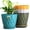 Multicolor, variant on 8 Inch Wave Plant Pots with Drainage Holes & Saucers, 4 Pack Modern Textured Medium Planters for Indoor Outdoor Plants, Decorative Flower Pots Set for Flowers, Herbs (Multicolor)