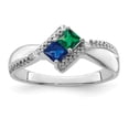 thumbnail image 2 of Sterling Silver Rhodium-plated Synthetic 2 Stone Mother's Ring XMR67/2SS, 2 of 5