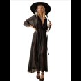 thumbnail image 1 of Traje de Baño de para Mujer, Cárdigan con Abertura Frontal, Bikini Fluido de Verano, Ropa de Playa Negro un Tamaño, 1 of 8