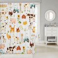 thumbnail image 2 of Manfei Watercolor Farm Shower Curtain 72Wx72L, Rustic Cow Animal Bathroom Curtain, White, 2 of 5
