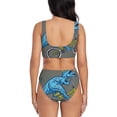 thumbnail image 3 of Rocae Fun Riding Dinosaur for Bikini Set for Women Two Piece Sexy High Swimsuits Split Crossover Bikini Small, 3 of 9