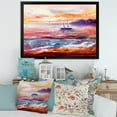 thumbnail image 3 of Boat On The Ocean During Vibrant Sunset Glow 20 in x 12 in Framed Painting Canvas Art Print, by Designart, 3 of 4