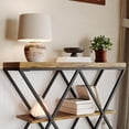 thumbnail image 2 of GloryStar Industrial Hallway Table, Rustic Vintage 3-Tier Console with Double X Metal Frame and Two Storage Shelves, 2 of 8