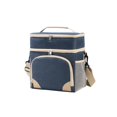 thumbnail image 3 of Insulated Picnic Cooler Bag, Navy Picnic Tote Bag, Two Layer Dual Compartment Lunch Bag with Shoulder Strap, Waterproof Reusable Soft Cooler, 10X7X11 Inch Oxford Square Bag with, 3 of 7