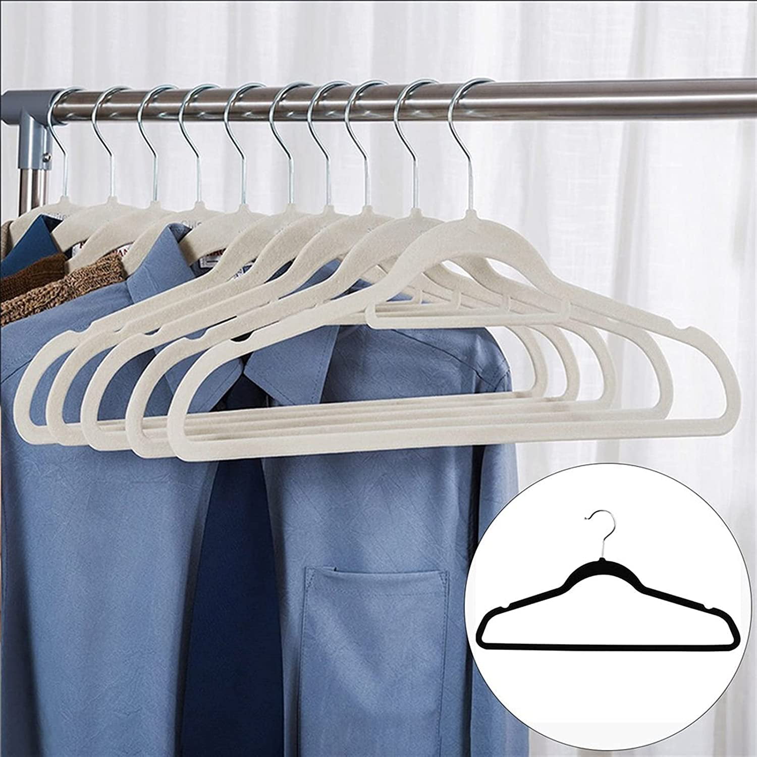 Ultra Thin Space saving Durable Hangers Non-Slip Velvet Hangers Suit Hangers 