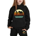 thumbnail image 4 of Girls Outfit Set Fashion Print Long Sleeve Hooded Sweatshirt Trousers Kids Loose Comfy Fall Athletic Warm Outfits, 4 of 4