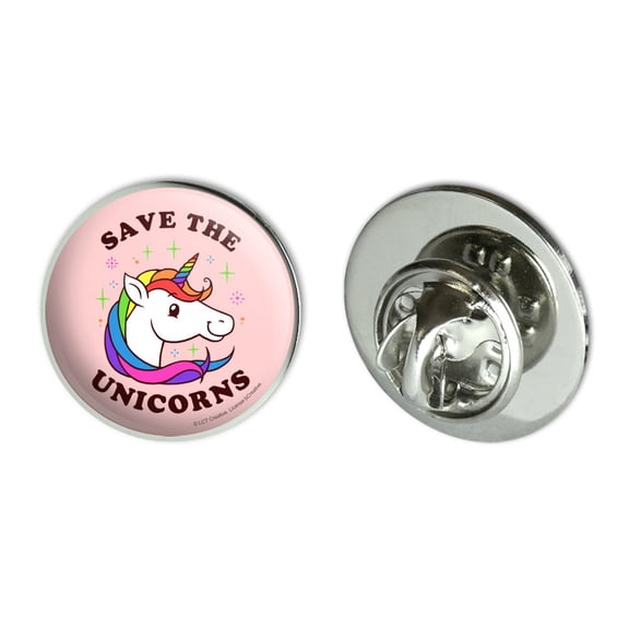 Save the Unicorns Rainbow Funny Humor Metal 0.75" Lapel Hat Pin Tie Tack Pinback