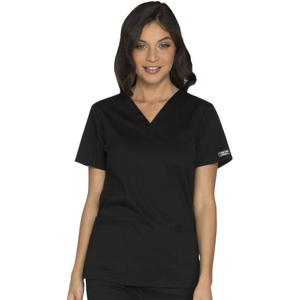 Cherokee Cherokee Workwear Core Stretch Scrubs Top for Women VNeck WW630, L, Black Walmart