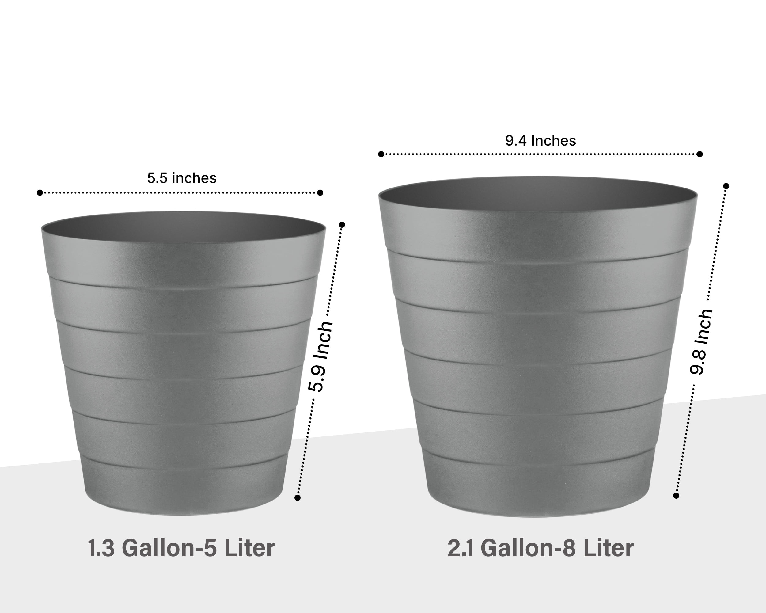 Luxuriaz Compact Trash Can, 2.1 Gallon, Grey Waste Basket for Bathroom, Bedroom, and Office, 1 Pack