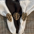 thumbnail image 3 of Zeckos Cast Iron Tropical Leaf Napkin Rings Dining Decor Set of 6, 3 of 6