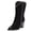 Black, variant on Women Cowgirl Rivet Mid Calf Boots Pointed Closed Toe Low Chunky Stacked Heel Studded Pull On Cowboy Country Vintage Shoes Size 4 Blue