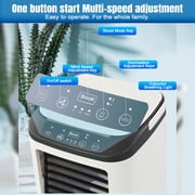MDHAND Portable Air Cooler, 3 Speeds with Dual Mist and Ice Box, 900ml Tank, 7-Color Light, Usb Personal Cooling Fan for Home Office