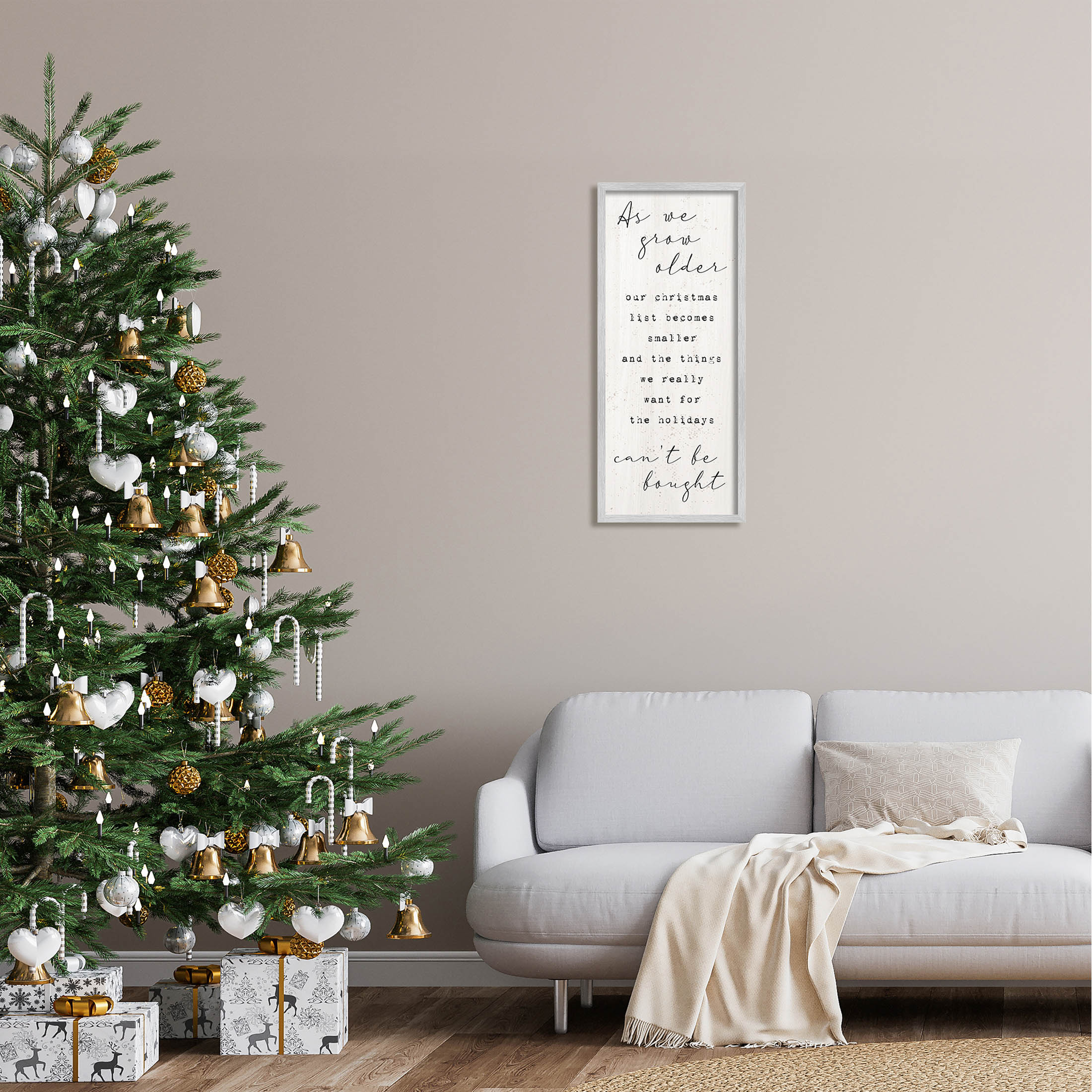 Gifts That Can't Be Bought Holiday Holiday Graphic Art Gray Framed Art Print Wall Art
