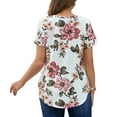 thumbnail image 4 of MOSHU Plus Size T-shirts for Women V Neck Summer Tunic Tops Floral Print Curved Hem Women Shirts, 4 of 6