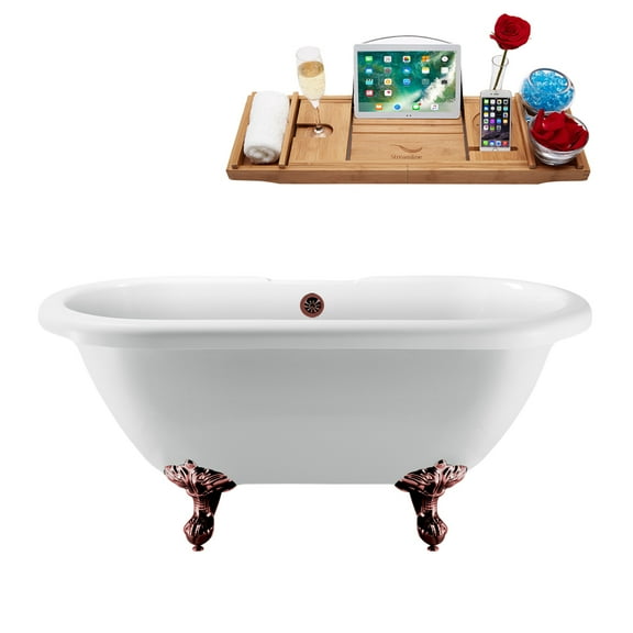 67" Streamline N1121ORB-ORB Clawfoot Tub and Tray With External Drain