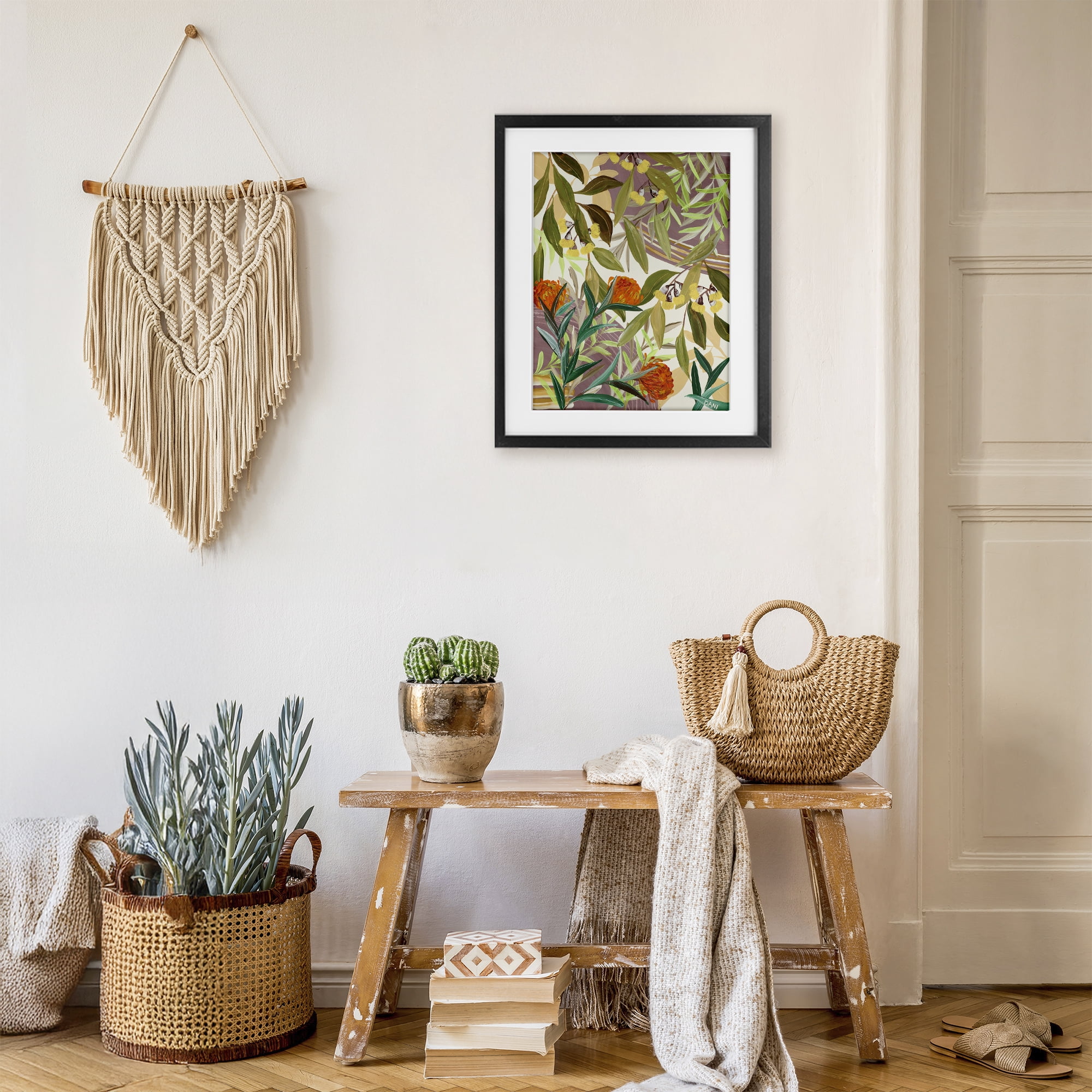 Stupell Industries Walk With Me Blooms Black Framed Print Under Glass, design by Dani Heyward