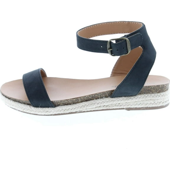 City Classified Tacomas Jute Crochet Flatform Wedge Heel with Ankle Buckle Straps