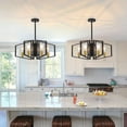thumbnail image 3 of 4-Light Black Gold Farmhouse Chandelier Dining Room Light Chandelier Geometric Lantern Pendant Light, 3 of 7