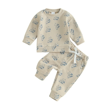 

Bslissey Baby Boys Girls Long Pants Set Panda Print Long Sleeve Sweatshirt + Elastic Waist Sweatpants 2Pcs Tracksuit Infan Toddler Casual Daily Outfits 3M-24M