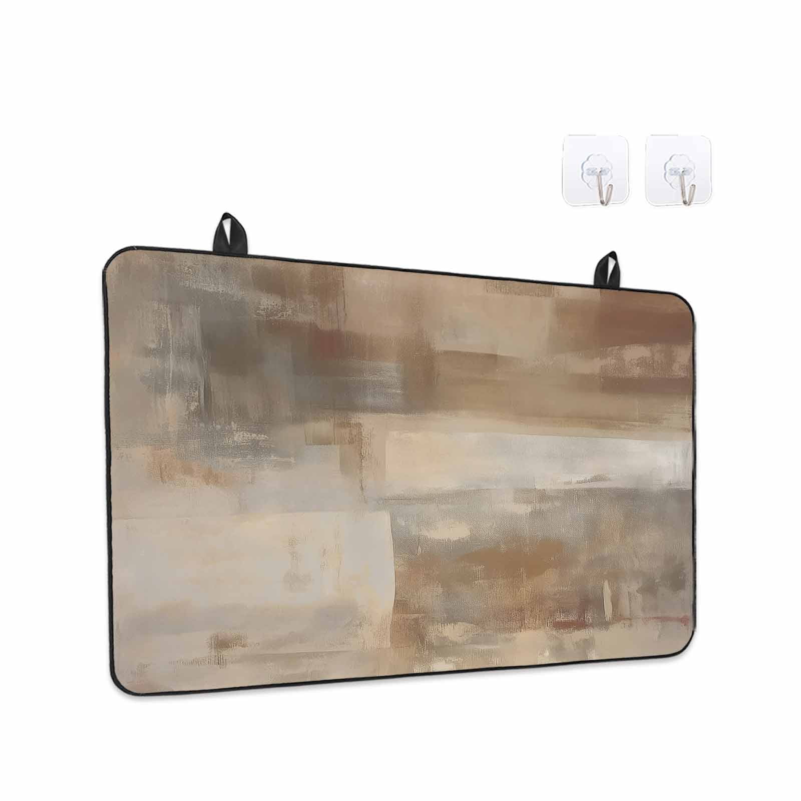 Brown Stove Top Cover for Electric Stove, Heat-proof & Non Slip Glass Top Stove Cover Protector, Oil Painting Abstract Art Contemporary Kitchen Flat Cooktop Rubber Mat 24x21 Inches