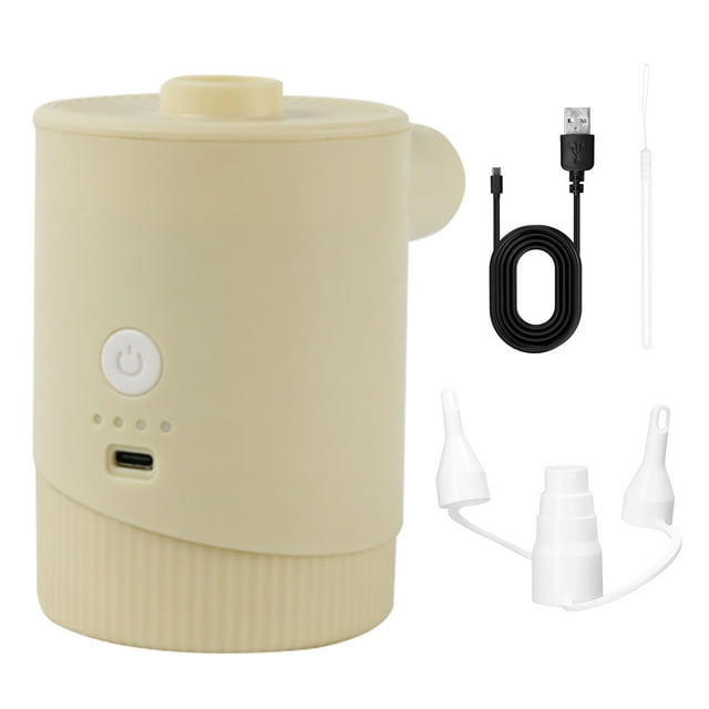 yeacher Pompe à Air Portable Rechargeable par USB avec Pression de 5000PA, Double Fonction pour Gonflage et Dégonflage, Design Compact pour Usage Extérieur, Matériau ABS Beige, Vitesse de 400L/min, Batterie de 4000mAh,
