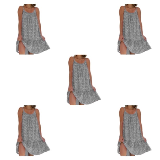 Minnieouse Maxi vestido de fibra multifuncional y elegante para mujer Vintage Boho Robe cómodo fuera del hombro elegante vestido de verano gris S Type2 NO2