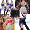 thumbnail image 4 of Trajes de actuación para danza del vientre para mujer, bufanda de cadera, falda, ropa de festival con flecos de lentejuelas (talla única), 4 of 5