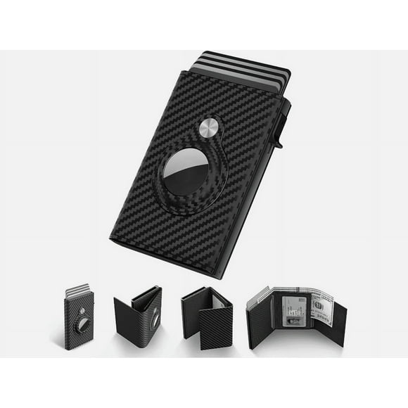 Cartera delgada para hombre con tarjetero para AirTag y bloqueo RFID, cartera minimalista para hombre