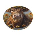 thumbnail image 1 of Balery Cute Cow Sunflower Crown A Fundas de asiento para taburete de bar redondo de tela de terciopelo ajustables que protegen de arañazos y manchas para sillas de 14 a 17 pulgadas.-12 inch, 1 of 7