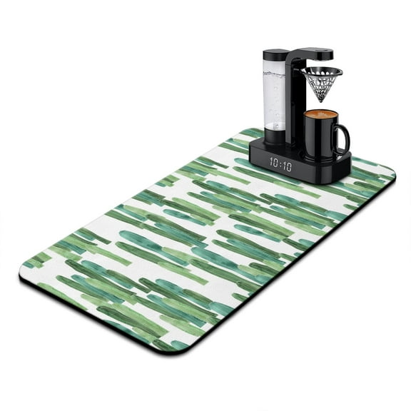 Retro Succulent Coffee Bar Mat Non-Slip Absorbent Kitchen Mat, Cute Kawaii Cactus Art, 15.7 x 23.6 Inch