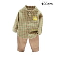 thumbnail image 2 of Boys Long Sleeve Shirt Trouser Set Wedding Ceremony Banquet Hiking Skin-friendly Children Tops Pants Kit Birthday Gift Yellow 100cm, 2 of 10