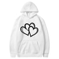 thumbnail image 3 of Women's Hearts Printed Hoodies Oversized Long Sleeve Drawstring Hooded Sweatshirts Casual Fashion Sweater Tops with Pockets (S, White), 3 of 4
