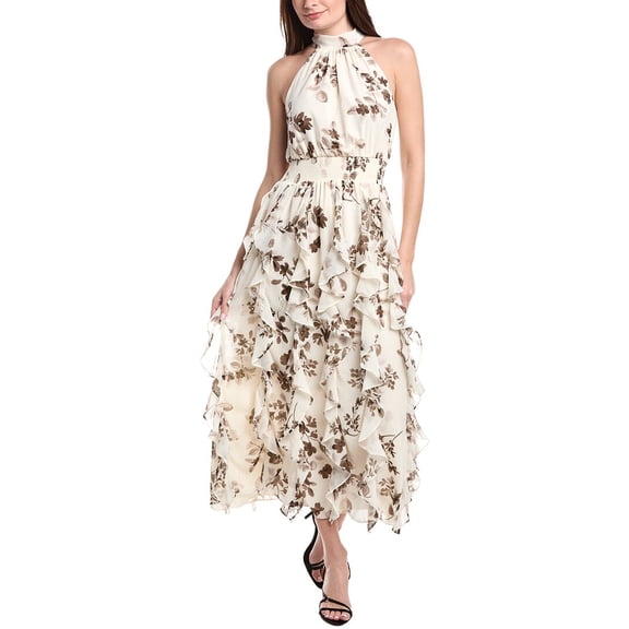 1.STATE womens Flounce Cascading Maxi Dress, s, Brown