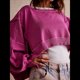 thumbnail image 4 of Sudadera Corta para Mujer, Cuello Redondo, Larga, Talla Grande, Otoño-Invierno 2025, Estilo Jersey Holgado. Rosa Roja L, 4 of 9