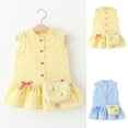 thumbnail image 1 of JDQJBZ Baby Girl Short Sleeve Dress Polka Print Ruffle With Bag Outfit, 1 of 5