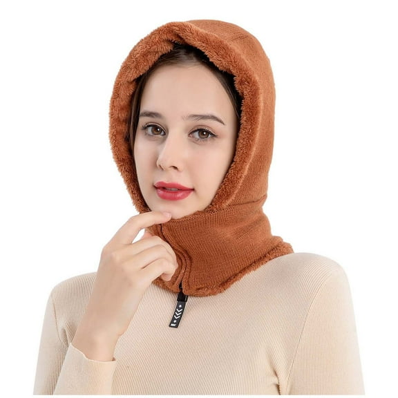 iHPH7 Winter Hats for Women Hooded Scarf for Women Winter Accessories for Women Hat Scarf Hat and Scarf Set for Women One Piece Cold Scarf Hats Scarves for Women Coffee One Size