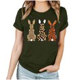 thumbnail image 3 of VBTAPA Novelty Graphic Tees for Women Happy Easter Bunny Print T-Shirt Cute Leopard Rabbit Tee Tops Prime Sales of The Day Army Green XXXL, 3 of 6