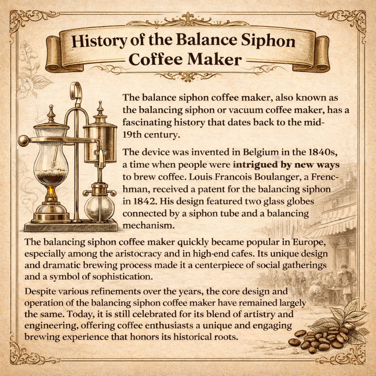 Nispira Belgian Belgium Luxury Royal Family Balance Syphon Siphon Coffee Maker Copper Color, 1 set