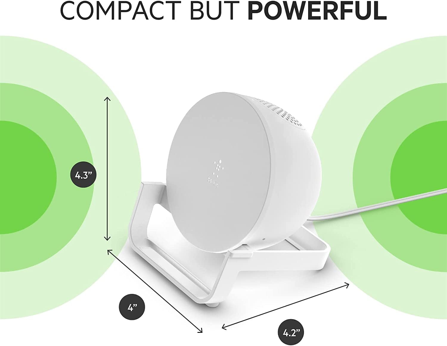 Belkin Quick Charge Wireless Charger + Bluetooth Speaker - Qi-Certified Charger Stand for iPhone, Samsung Galaxy & More - Charge While Listening to Music, Streaming Videos, & Video Calling - White