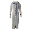 thumbnail image 4 of xiaxaixu Femmes Bouton vers le Bas Pull Robe Manches Longues Col à Revers Imprimé Tricot Longue Robe Cardigan, 4 of 9