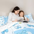 thumbnail image 4 of Castle Fairy Blue Bow Letter P Full Size Comforter Sets 3 Pieces for Girls,Cute Flowers Bedding Sets, 4 of 6